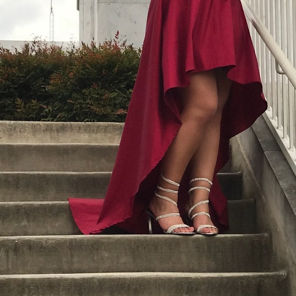 Rhinestone Coil Wrap Sandal Heels - Picture 2 of 7